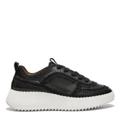 The Crochet Seam Lace Sneaker in Black