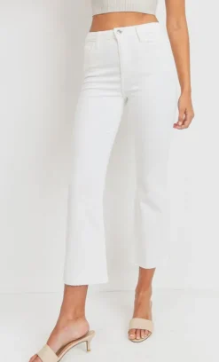 The Crop Flare Jean in Optic White