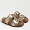 The Dual Band Footbed Sandal in Gold