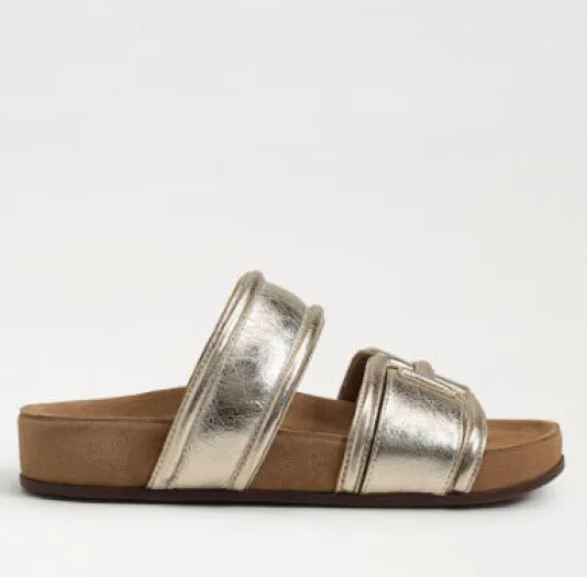 The Dual Band Footbed Sandal in Gold