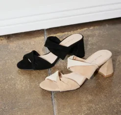 The Dual Twist Slide Sandal in Latte