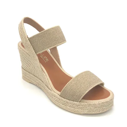 The Elastic 2 Band Espadrille in Natural Linen