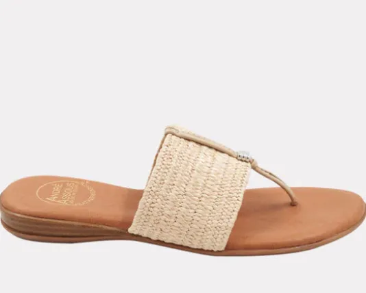 The Elastic Raffia Thong Sandal in Natural