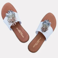 The Elastic Thong Puff Sandal in White