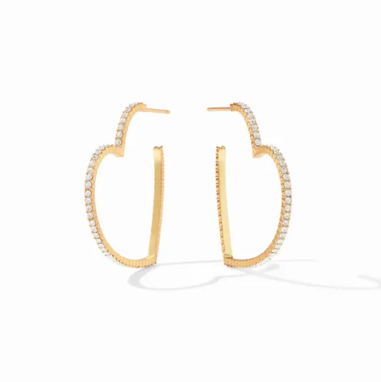 The Esme Heart Hoop in Gold Crystal