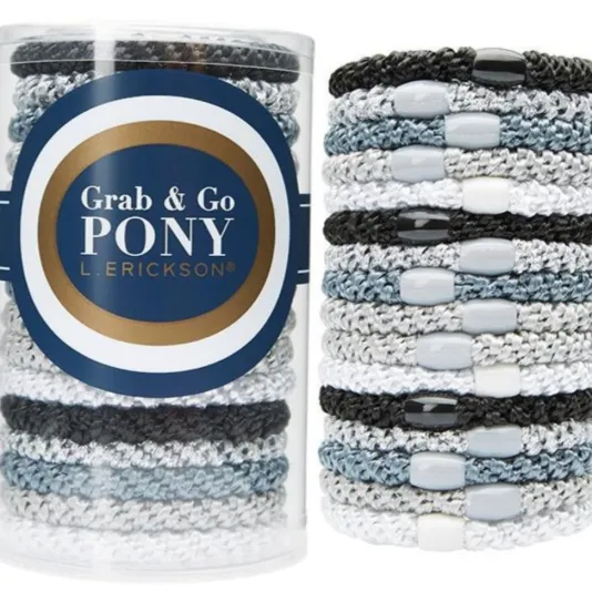 The Grab & Go Ponytail Holders in Light Silver Metallic