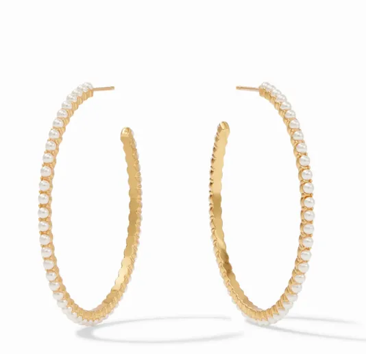 The Large Juliet Hoop in Gold Pearl