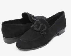 The Loafer with Pave Snake Ornament in Black