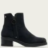 The Low Heel Outside Zip Bootie in Carbon