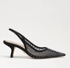 The Mesh Sling Back Pointed Pump in Black