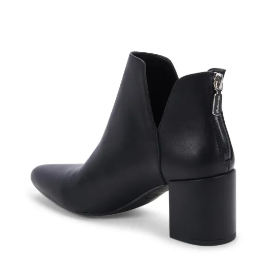 The Mid Stack Heel Bootie in Black