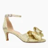 The Pleated Bow Sandal in Gold