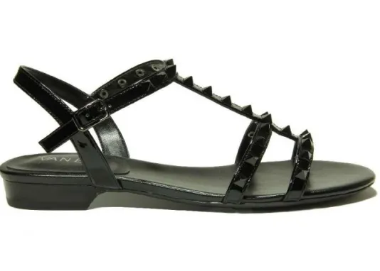 The Pyramid Stud Sandal in Black