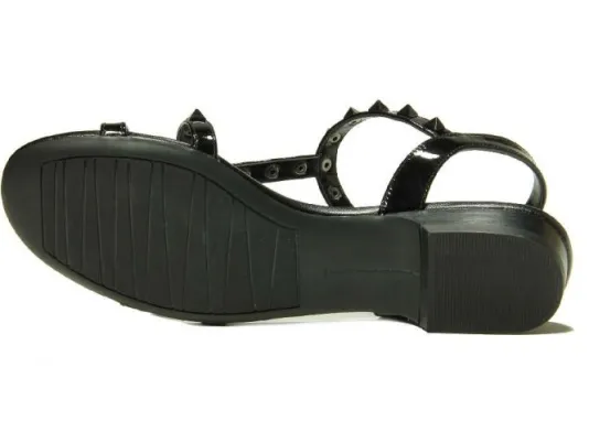 The Pyramid Stud Sandal in Black