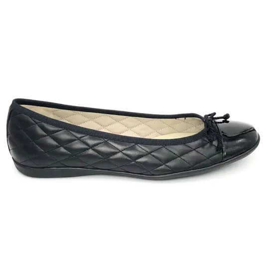 The Quilted Cap Toe Ballet in Black