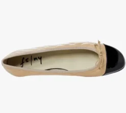 The Quilted Cap Toe Ballet in Beige Black