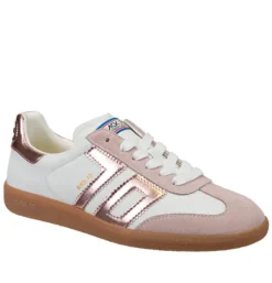The Retro Soccer Lace Sneaker in White Pink