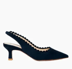 The Scallop Edge Sling Pump in Midnight