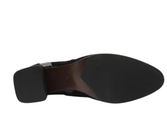 The Suede & Leather Back Zip Bootie in Black
