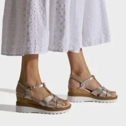 The T-Strap Cork Wedge with Sport Bottom in Shell