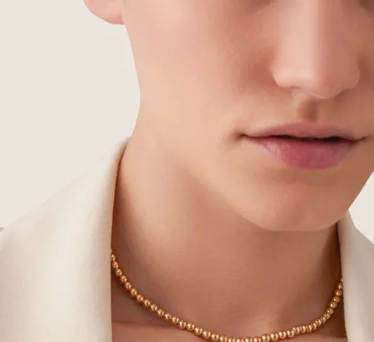 The Two Tone Beaded Choker in Gold Clear