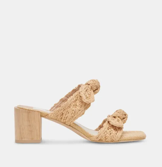 The Woven Raffia Dual Bow Sandal in Natural