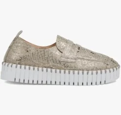 Tulip 3868 - The Metallic Snake Print Loafer Slip On in Wheat